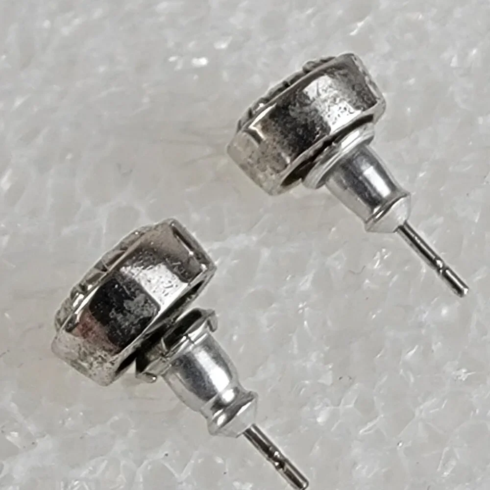 IBB Clear Cubic Zirconia Sterling Silver 925 Stud Earrings Pierced Post